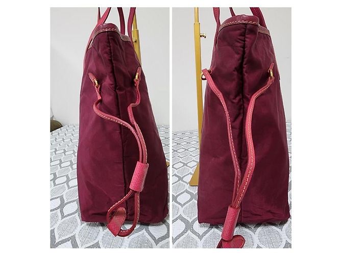 Borsa tote in nylon e pelle Saffiano rosa PRADA - vista 5