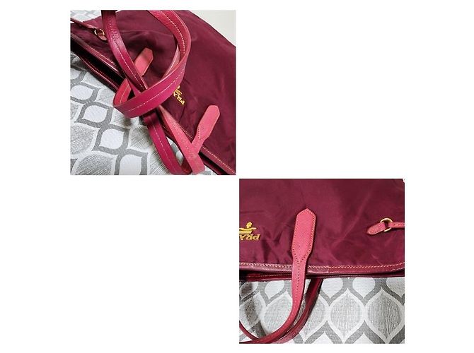 Borsa tote in nylon e pelle Saffiano rosa PRADA - vista 7