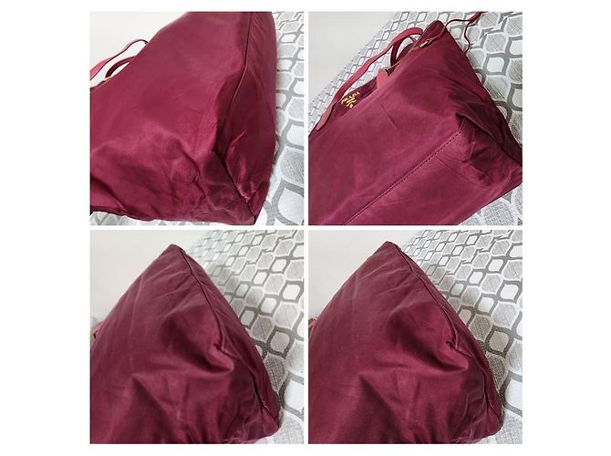 Borsa tote in nylon e pelle Saffiano rosa PRADA - vista 8