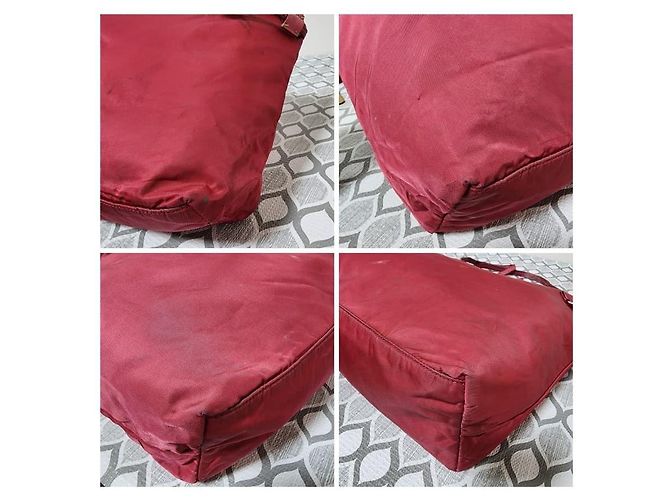 Bolsa tote de nylon e couro PRADA rosa - vista 11