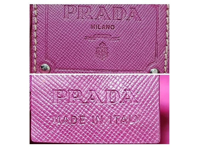 Bolsa tote de nylon e couro PRADA rosa - vista 3
