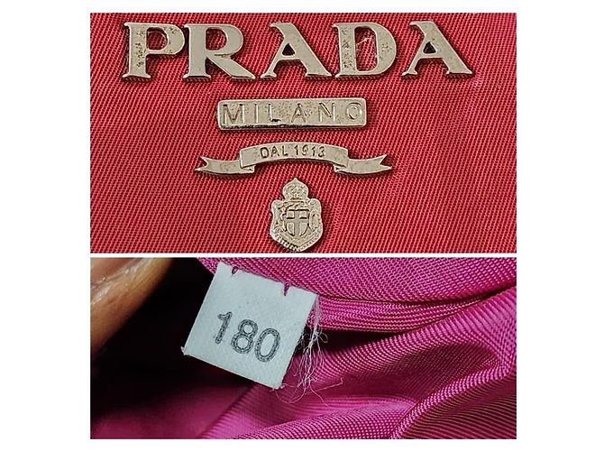 Bolsa tote de nylon e couro PRADA rosa - vista 4