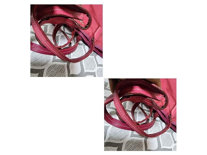 Bolsa tote de nylon e couro PRADA rosa - vista 7