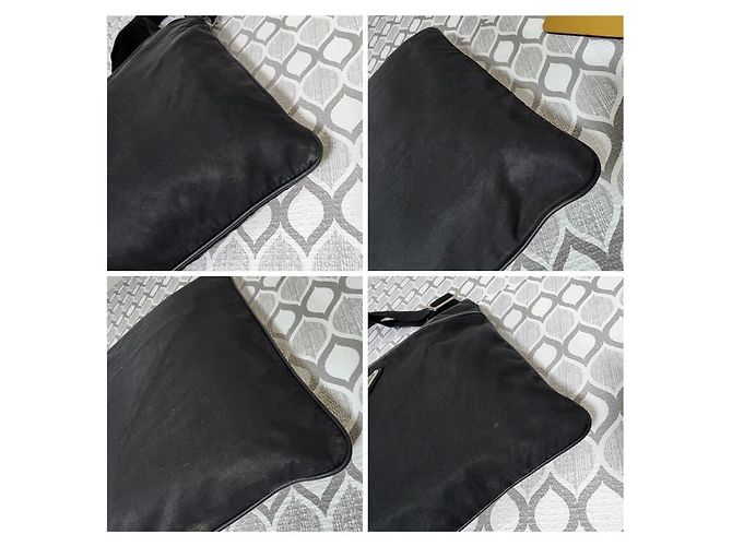 PRADA Piccola Borsa a Tracolla in Nylon Tessuto e Pelle Saffiano Nera Nero - vista 9