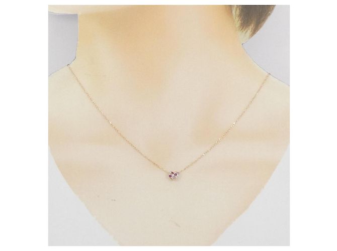 Autre Marque Au750 Saphir-Diamant-Halskette Pink - Ansicht 6