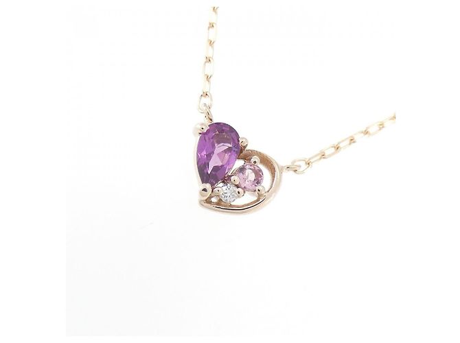 Autre Marque Collar de granate en oro rosa K10 con diamantes de turmalina - vista 3