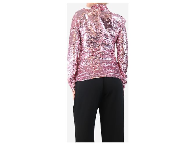 Msgm Top rosa a maniche lunghe con paillettes - taglia UK 10 - vista 2