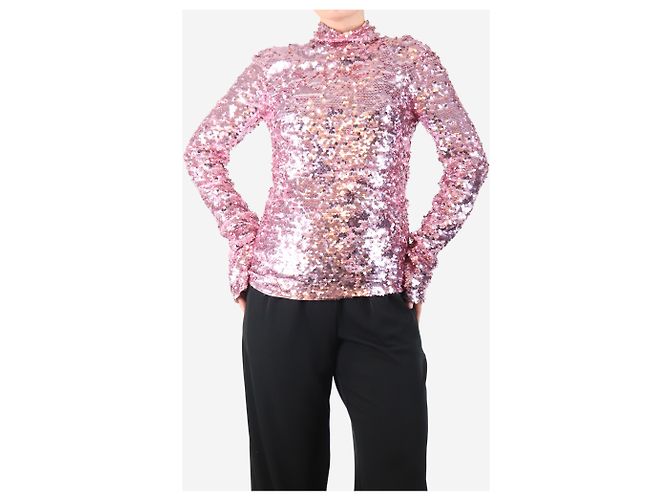 Msgm Top rosa a maniche lunghe con paillettes - taglia UK 10 - vista 3