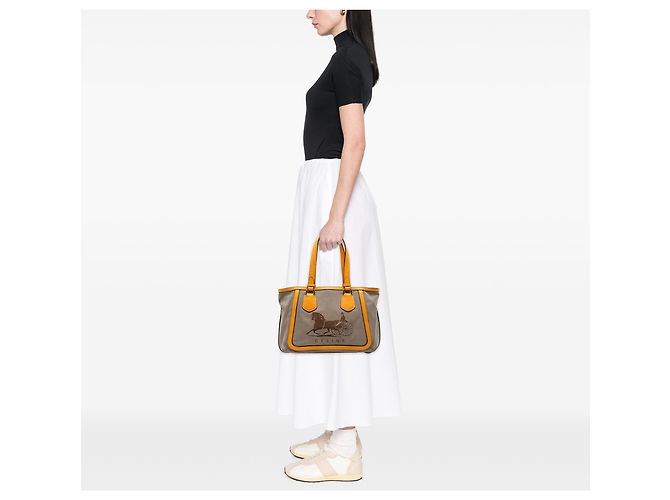 Céline Celine Braune Canvas Tragetasche Beige - Ansicht 7