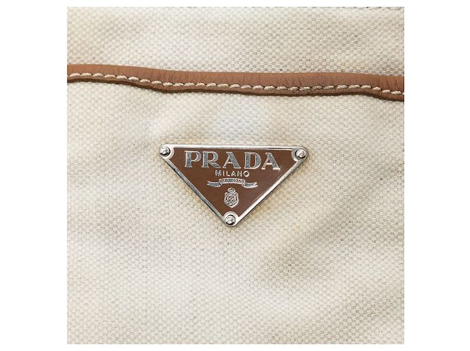 Prada Weiße Canvas Canapa Tote - Ansicht 5
