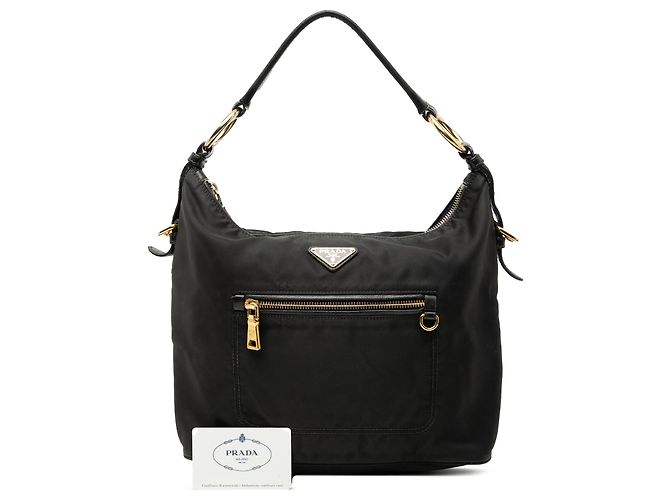 Bolsa de ombro tessuto preta Prada Preto - vista 13