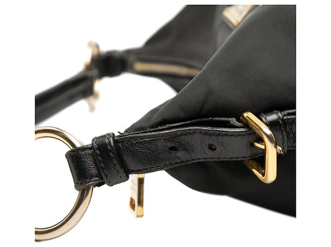 Bolsa de ombro tessuto preta Prada Preto - vista 7