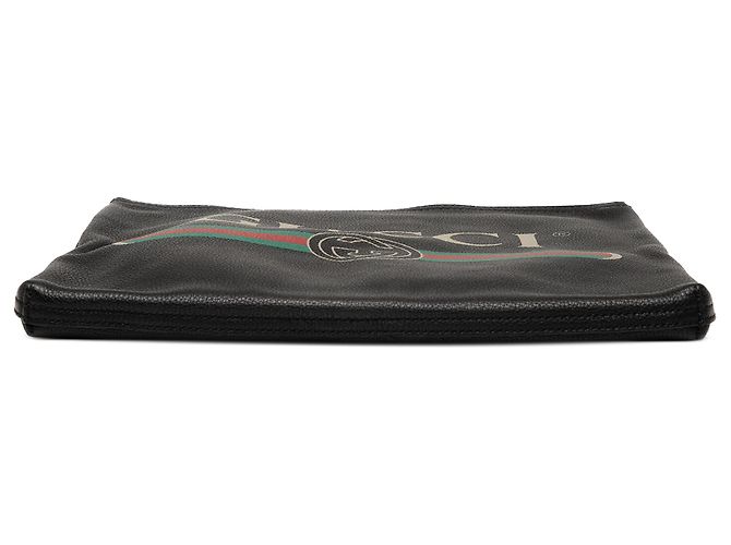 Clutch in pelle nera media con logo Gucci Nero - vista 3