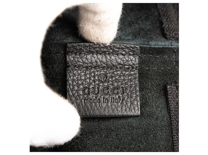 Clutch in pelle nera media con logo Gucci Nero - vista 5