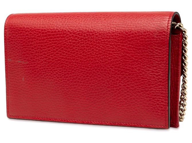 Cartera de cuero rojo Gucci con cadena y logo G entrelazado Roja - vista 2