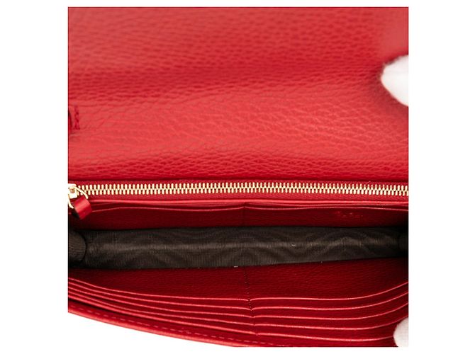 Cartera de cuero rojo Gucci con cadena y logo G entrelazado Roja - vista 4