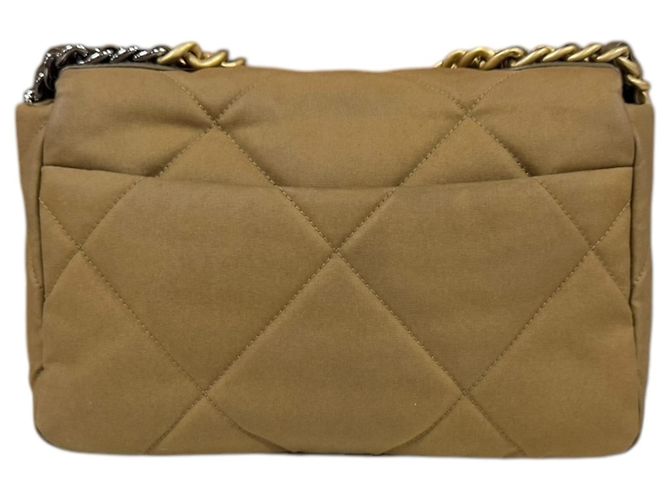 Borsa a Spalla Chanel 19 in Tela di Cotone Marrone - vista 3