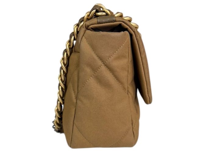 Borsa a Spalla Chanel 19 in Tela di Cotone Marrone - vista 4
