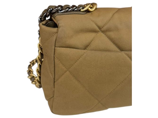 Borsa a Spalla Chanel 19 in Tela di Cotone Marrone - vista 9
