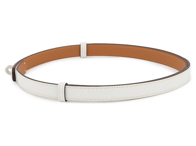 Cinturón Hermès Kelly 18 en cuero Epsom blanco Plata - vista 2
