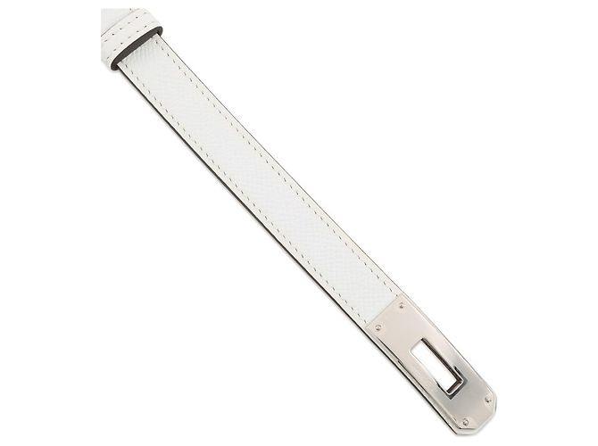 Cinturón Hermès Kelly 18 en cuero Epsom blanco Plata - vista 5