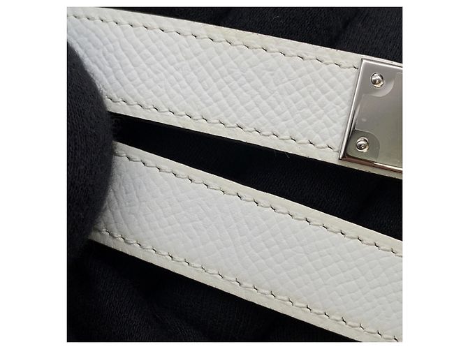 Cinturón Hermès Kelly 18 en cuero Epsom blanco Plata - vista 6