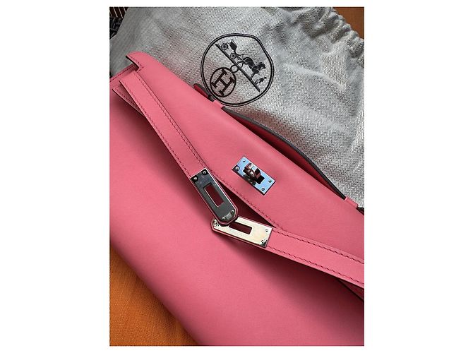 Hermès Kelly Cut Rose Azalee Swift palladium hardware Rosa - vista 11