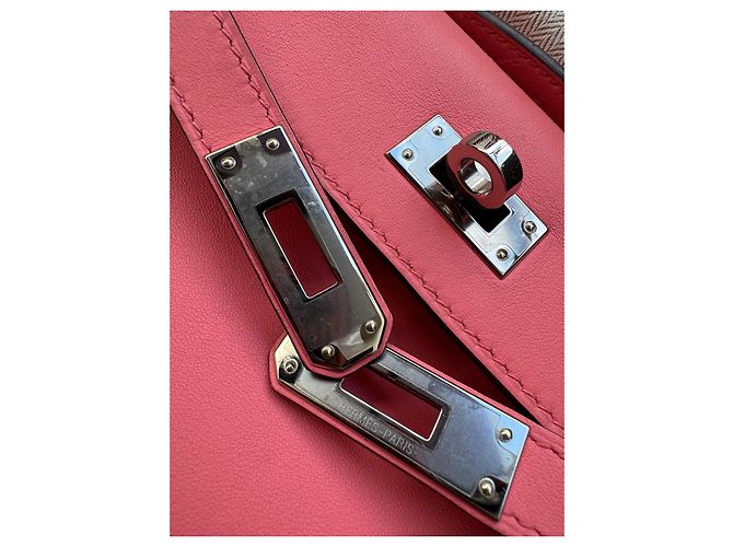 Hermès Kelly Cut Rose Azalee Swift palladium hardware Rosa - vista 12