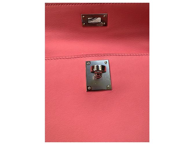 Hermès Kelly Cut Rose Azalee Swift palladium hardware Rosa - vista 13