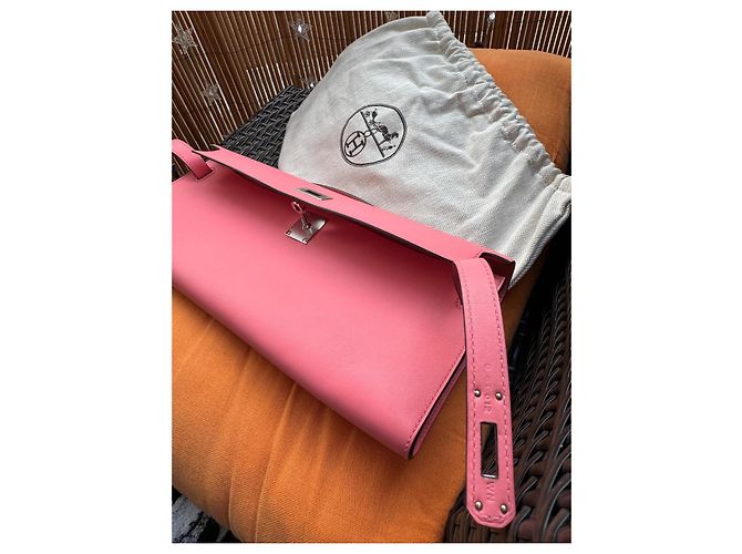 Hermès Kelly Cut Rose Azalee Swift palladium hardware Rosa - vista 14