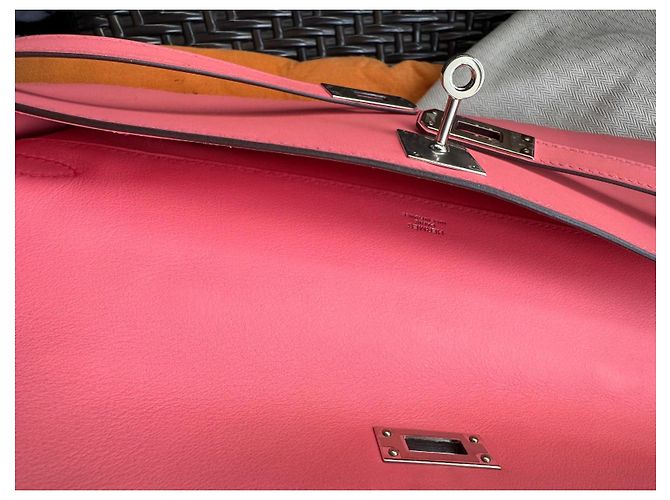 Hermès Kelly Cut Rose Azalee Swift palladium hardware Rosa - vista 17