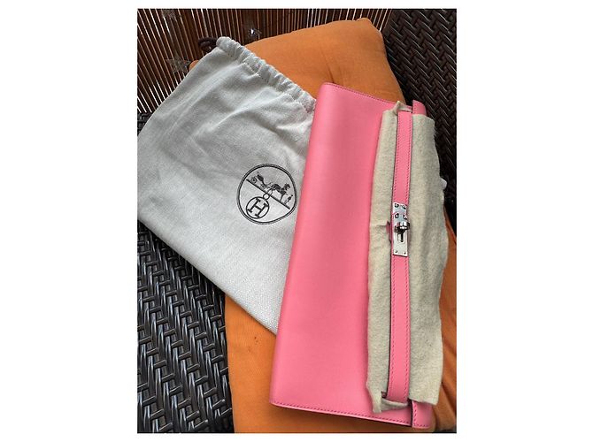 Hermès Kelly Cut Rose Azalee Swift palladium hardware Rosa - vista 19