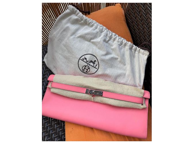 Hermès Kelly Cut Rose Azalee Swift palladium hardware Rosa - vista 2