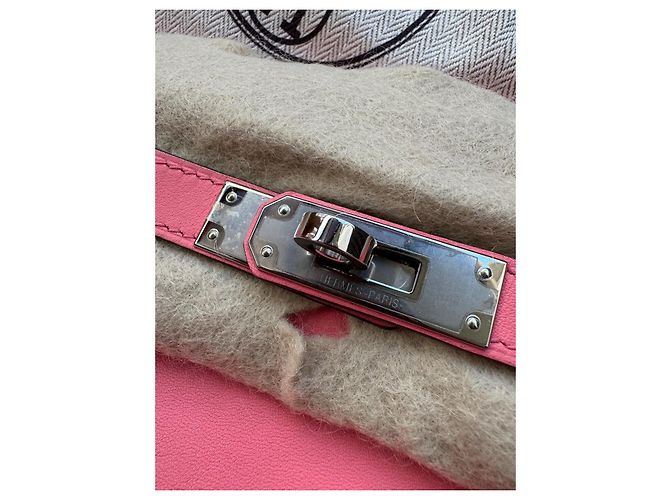 Hermès Kelly Cut Rose Azalee Swift palladium hardware Rosa - vista 3
