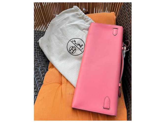 Hermès Kelly Cut Rose Azalee Swift palladium hardware Rosa - vista 4