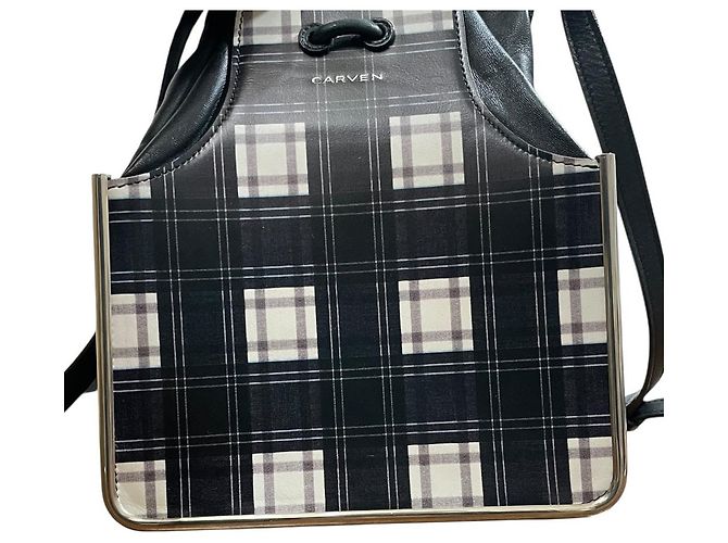 Autre Marque Borsa a Spalla Carven Check Nero Bianco - vista 10
