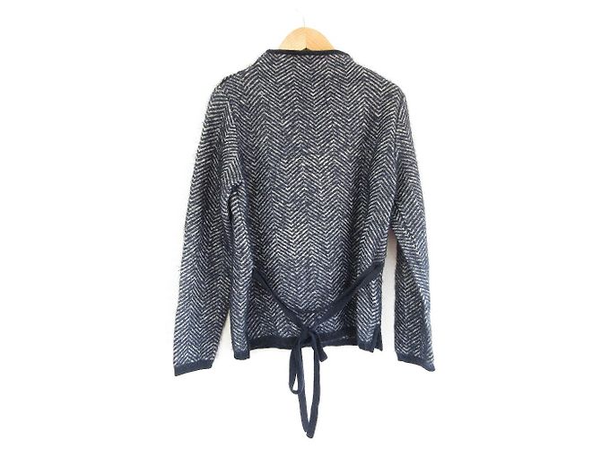 Autre Marque Aquascutum Hahnentritt-Strickpullover Blau Marineblau - Ansicht 2