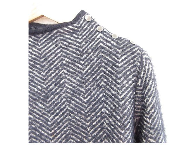 Autre Marque Aquascutum Hahnentritt-Strickpullover Blau Marineblau - Ansicht 3