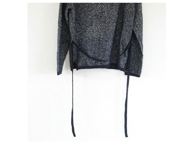 Autre Marque Aquascutum Hahnentritt-Strickpullover Blau Marineblau - Ansicht 5