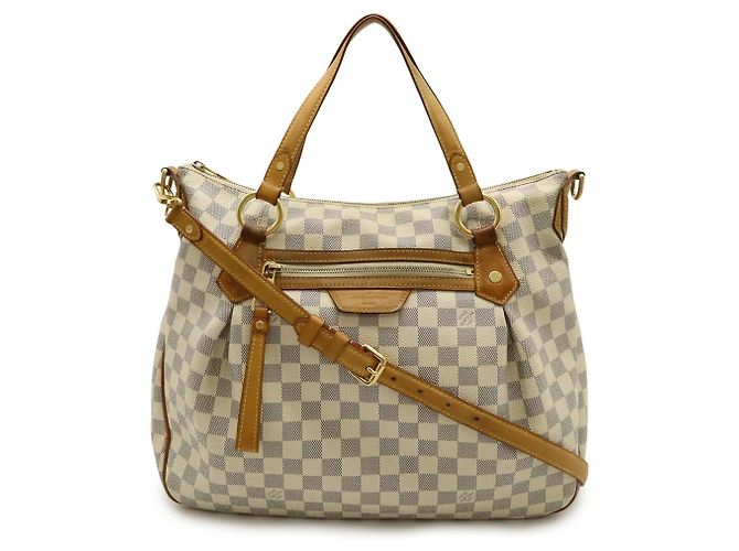 Borsa Tote Louis Vuitton Damier Azur Evora MM Crudo - vista 2