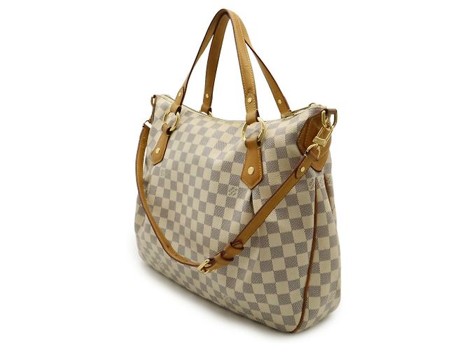 Borsa Tote Louis Vuitton Damier Azur Evora MM Crudo - vista 3