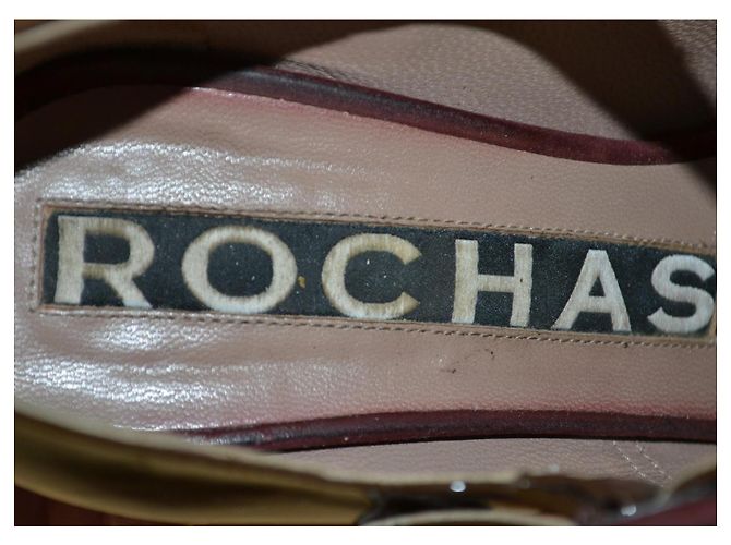 Décolleté Pointed Toe Bicolore Rochas Marrone Beige Vernice 38 IT - vista 6