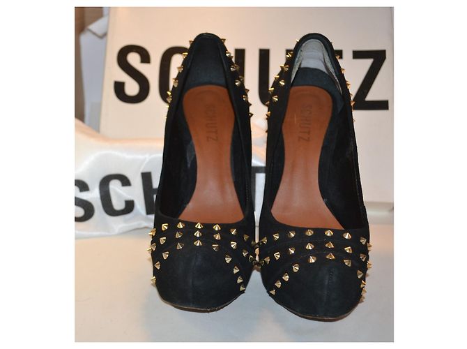 Décolleté Schutz in scamosciato nero con borchie - vista 2