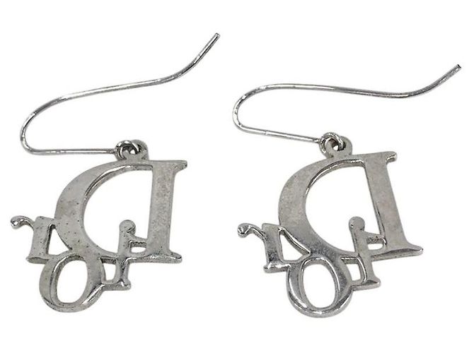 Orecchini a cerchio in argento con logo Christian Dior - vista 2
