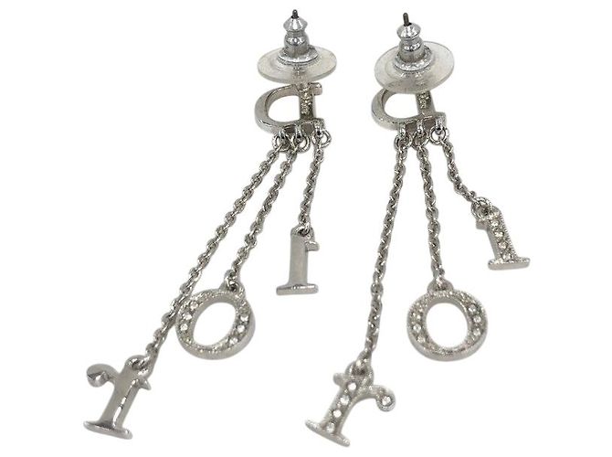 Orecchini in argento con cristalli di strass di Christian Dior - vista 2