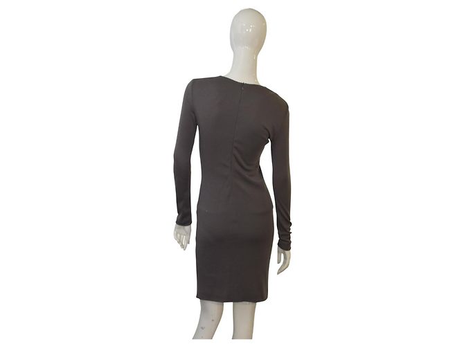 Vestido ajustado drapeado de lana y cuero taupe Joseph – Talla 36 - vista 2
