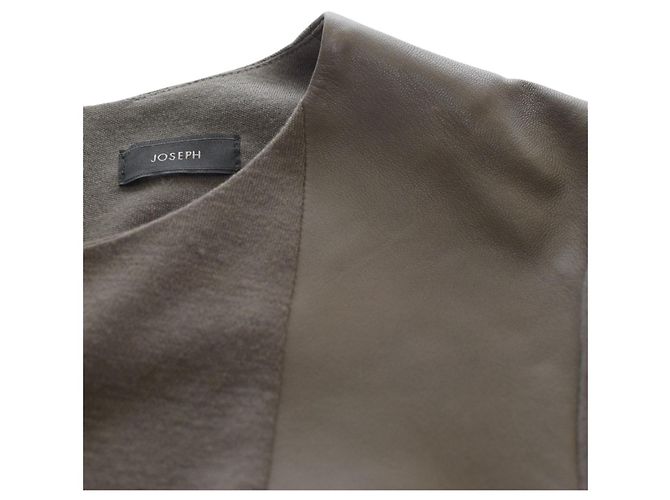 Vestido ajustado drapeado de lana y cuero taupe Joseph – Talla 36 - vista 3
