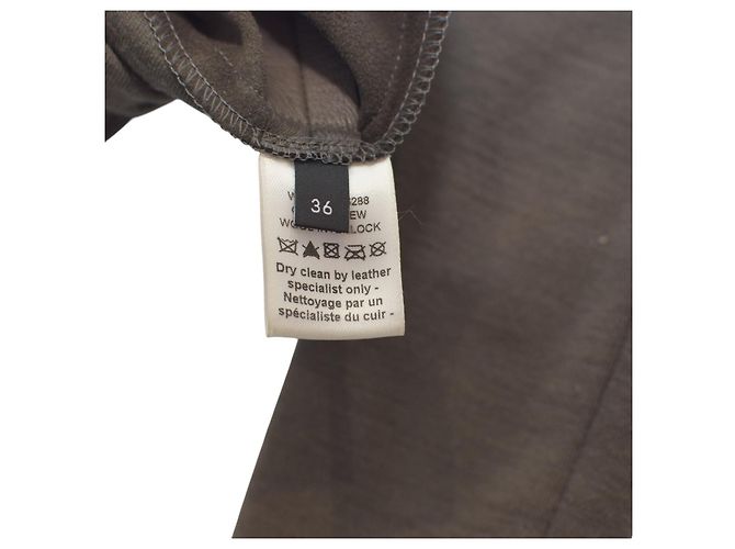 Vestido ajustado drapeado de lana y cuero taupe Joseph – Talla 36 - vista 8