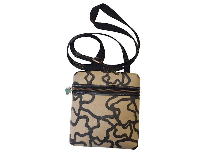Autre Marque Borsa a tracolla TOUS Kaos nera e crema con firma orso, modello piccolo. Bianco - vista 5