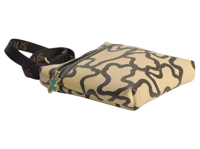 Autre Marque Borsa a tracolla TOUS Kaos nera e crema con firma orso, modello piccolo. Bianco - vista 8
